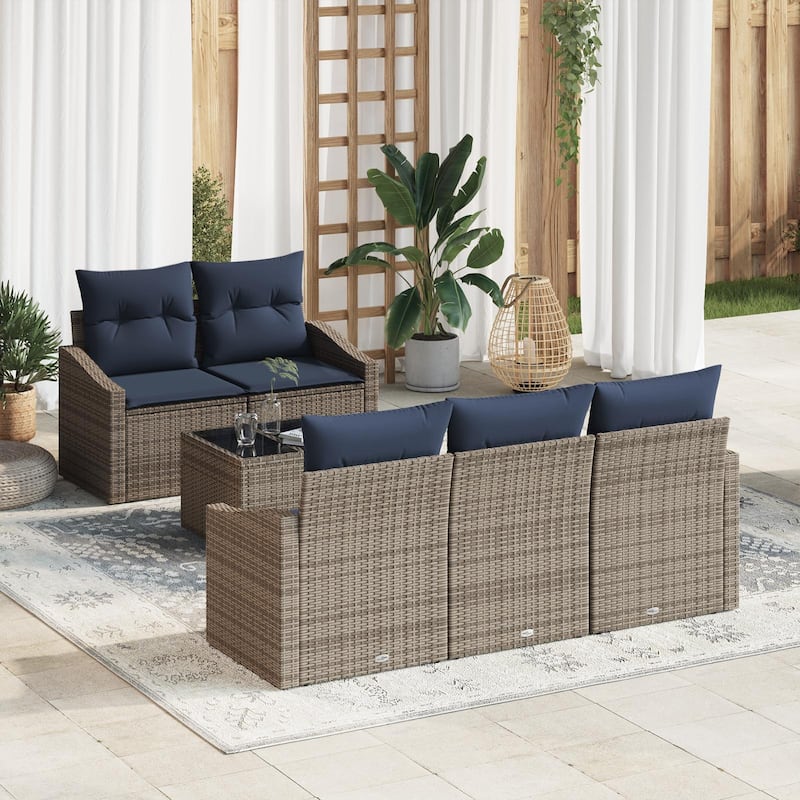 vidaXL 6 Piece Garden Sofa Set with Cushions - 70.1×24.4×27.2 - Grey