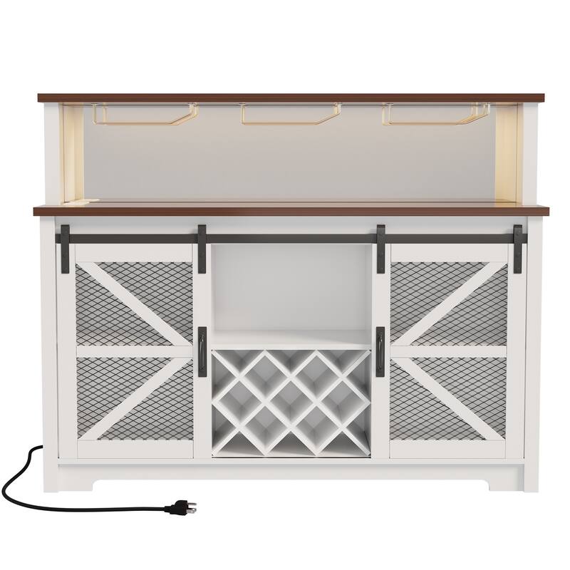 Meyreso Food storage cabinet Contemporary/Modern White Kitchen hutch with Wine Storage