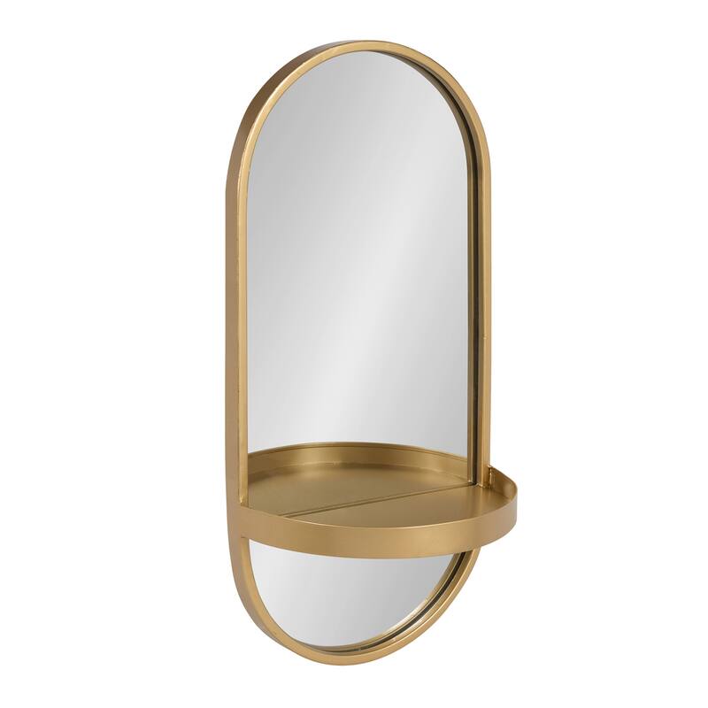 Kate and Laurel Estero Metal Oval Wall Mirror with Shelf