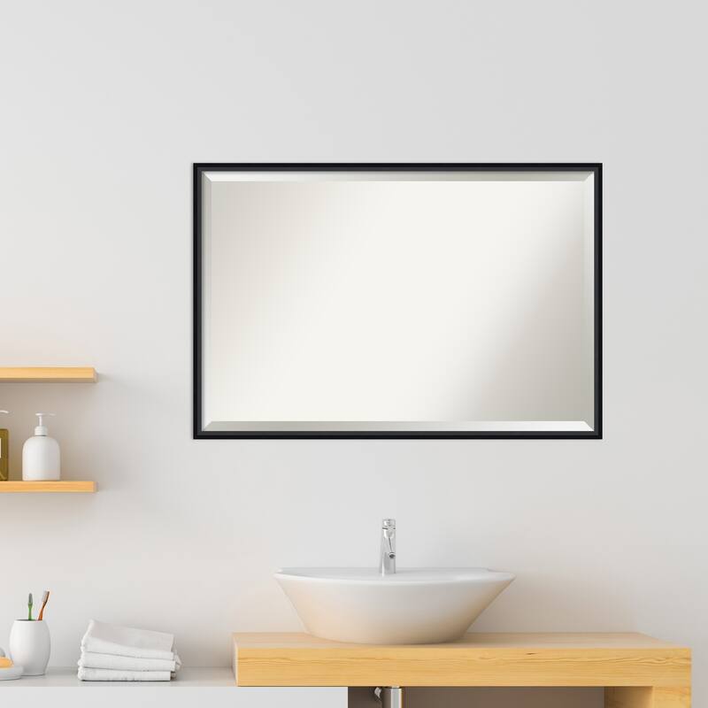 Beveled Wood Bathroom Wall Mirror - Lucie Frame