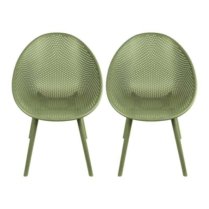 Set of 2 Mid-Century Modern Plastic Dining Chair Plastic Legs with Breathable Perforated Egg Shaped Seat for Indoor/Outdoor Use