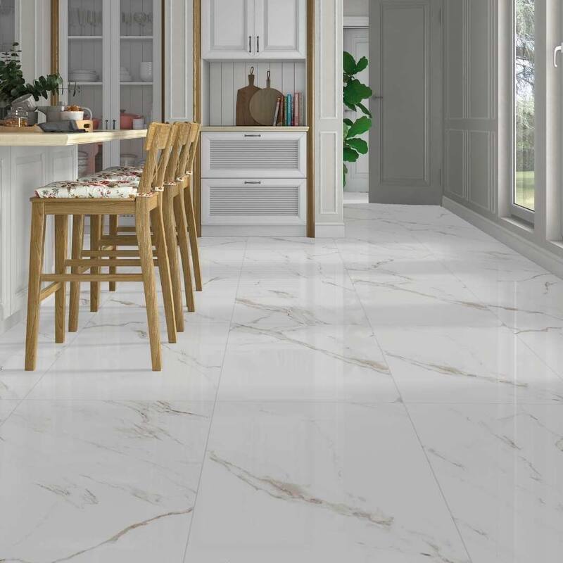 Cheyenne 12x24 White Polished Porcelain Tile - Floor & Wall - Large Format - 4 x 4 Sample - White