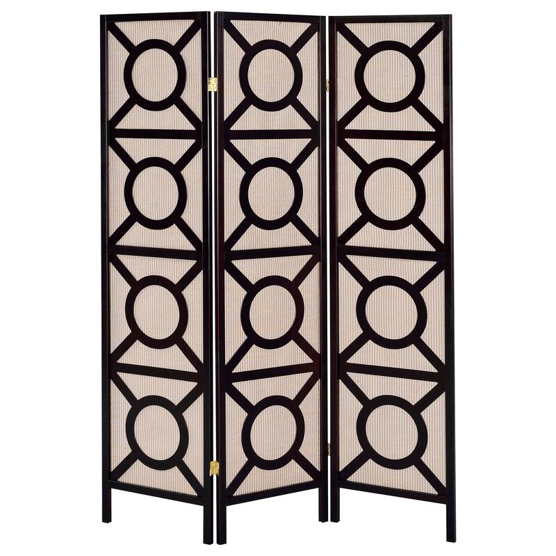 Vulcan Tan and Cappuccino 3-panel Geometric Folding Screen