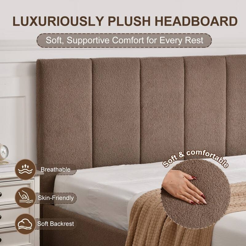 Modern Upholstered Lift-Up Storage Platform Bed with Headboard