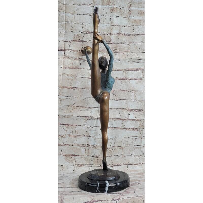 Signed Original Collett Gymnast Balancing Ball Bronze Sculpture Statue 24 Inches X 12 Inches
