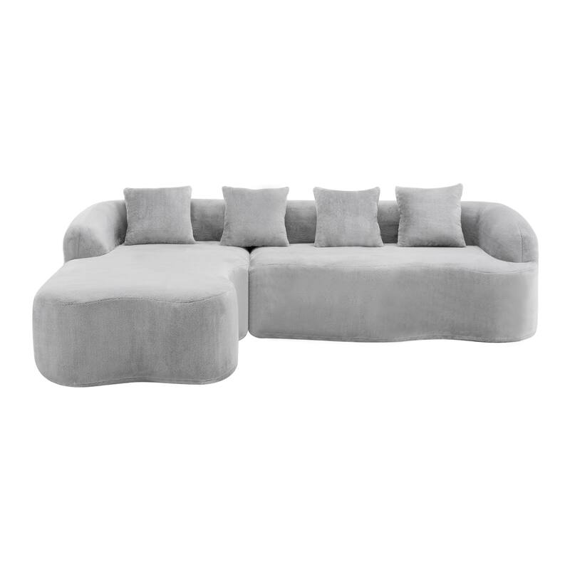Full Compression Plush L-shaped Sectional Sofa with Curved Chaise