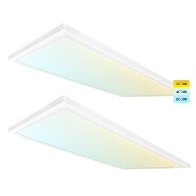 Luxrite 2x4 FT Surface Mount LED Flat Panel 3 Color Selectable 5000 Lumens 0-10V Dimmable 120-277V Damp Rated 2 Pack