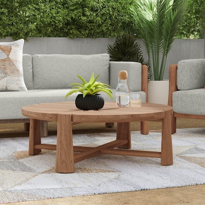 Classic Home Aston 48" Round Teak Wood Outdoor Coffee Table