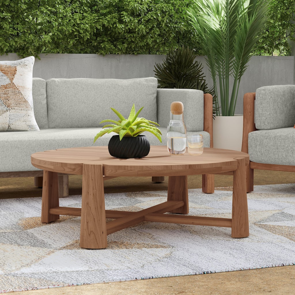Classic Home Aston 48" Round Teak Wood Outdoor Coffee Table