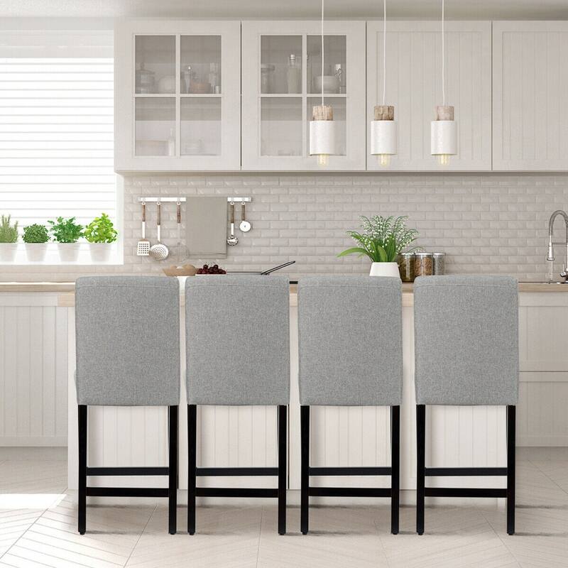 Gymax 4PCS Upholstered Counter Stools Bar Stool Home Kitchen w/ Wooden - See Details