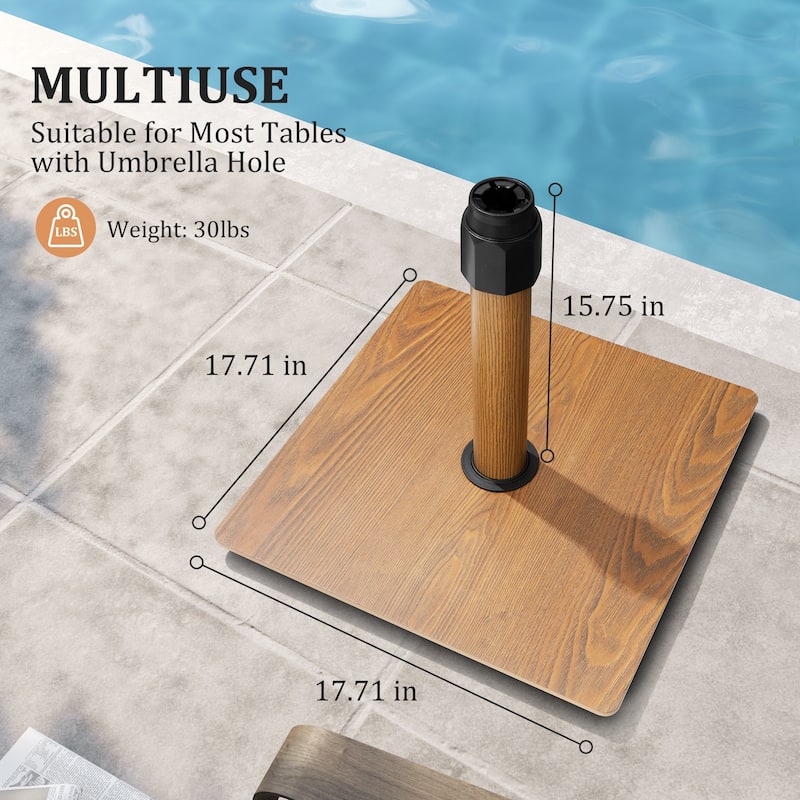 VredHom 30lbs Steel Umbrella Base Weighted Patio Stand for Outdoor - 17.71 in L x 17.71 in W x 15.75 in H