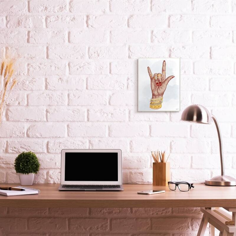 Stupell I love You Hand Pose Fashion Inspired Accessories Wood Wall Art - Multi-Color