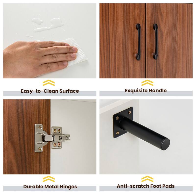 Gymax Modern Buffet Sideboard Kitchen Storage Cabinet w/ 2 Doors &