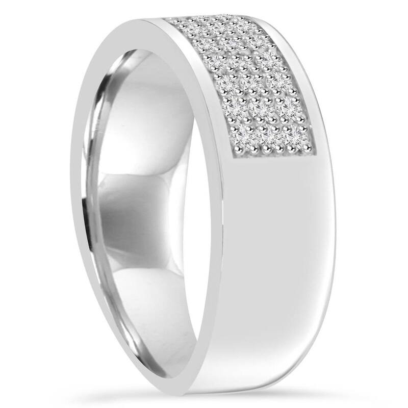 1/2Ct Round Diamond Pave Wedding Anniversary Ring White Gold Lab Grown