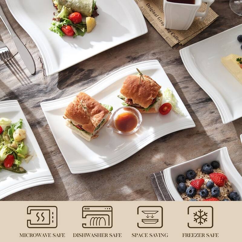 MALACASA Flora Porcelain Rectangular Serving Plates