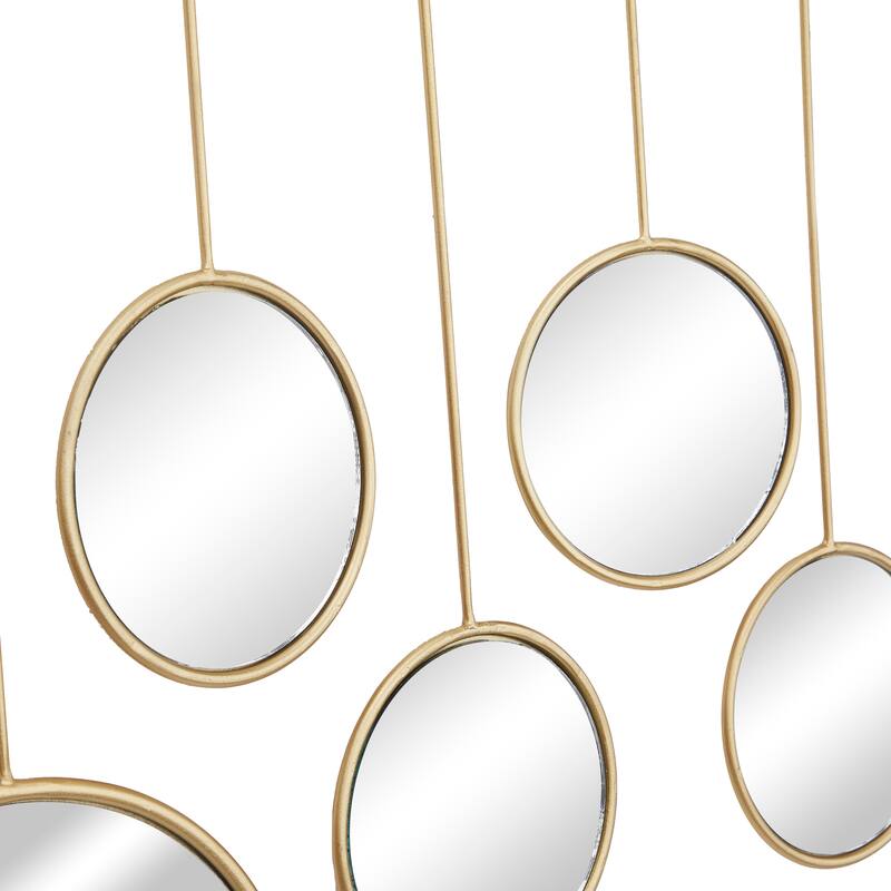 CosmoLiving by Cosmopolitan Gold Metal Wall Mirror with Hanging Rod - 25"W, 25"H