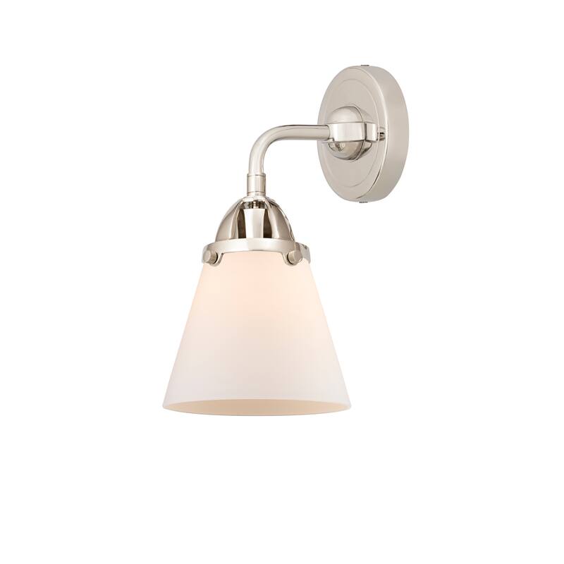 Innovations Lighting Nouveau 2 Cone - 1 Light 6" Sconce - Polished Nickel/Matte White