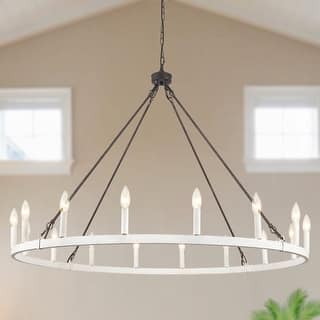 16-Light Circle Candle Style Traditional Hanging Linear Chandelier Lighting for Kitchen Island