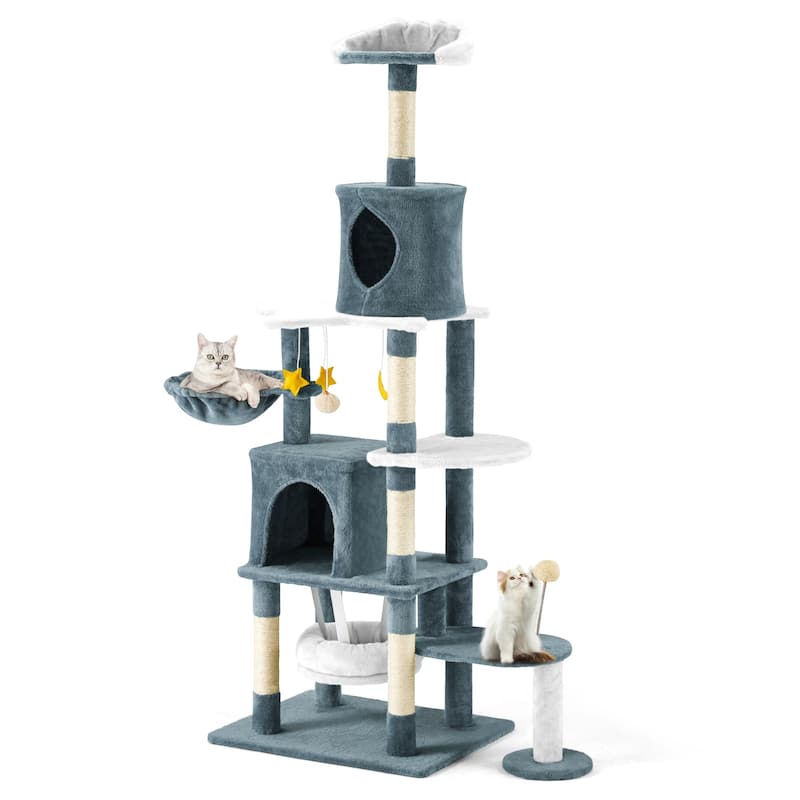 EROMMY Cat Tree Tower,Indoor Cat Tree with Sisal Scratching Posts, Cozy Condo, Sturdy Padded Perch-Colorful Cat Playhouse