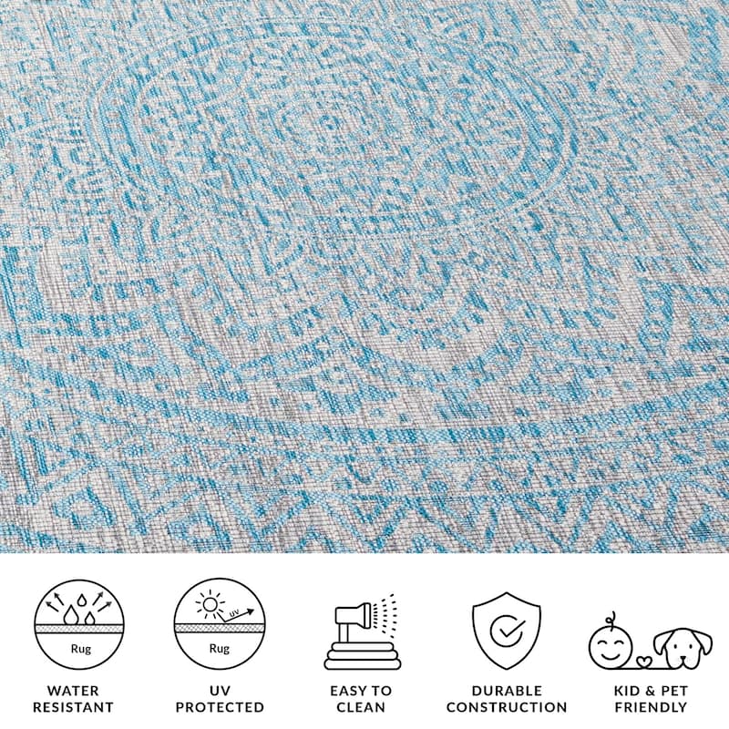 SAFAVIEH Courtyard Deepa Mandala Indoor /Outdoor Waterproof Patio Backyard Rug