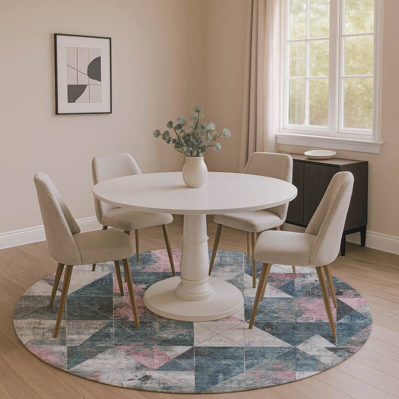 Premium Washable Super Soft Contemporary Mosaic Mayfield Rug - Seafoam - 8' x 8'