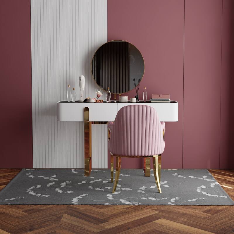 Comfy Pink Velvet Accent Armchair with Fox-Eyes Arms