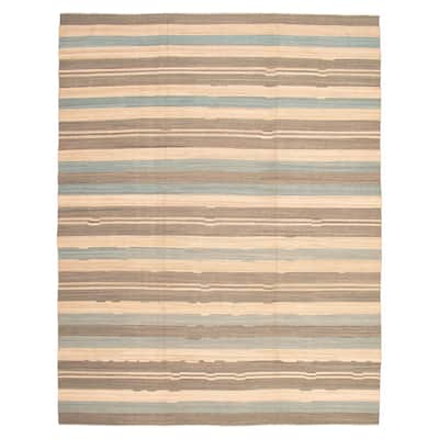 ECARPETGALLERY Flat-Weave Ankara FW Beige Wool Kilim - 10'5 x 13'4