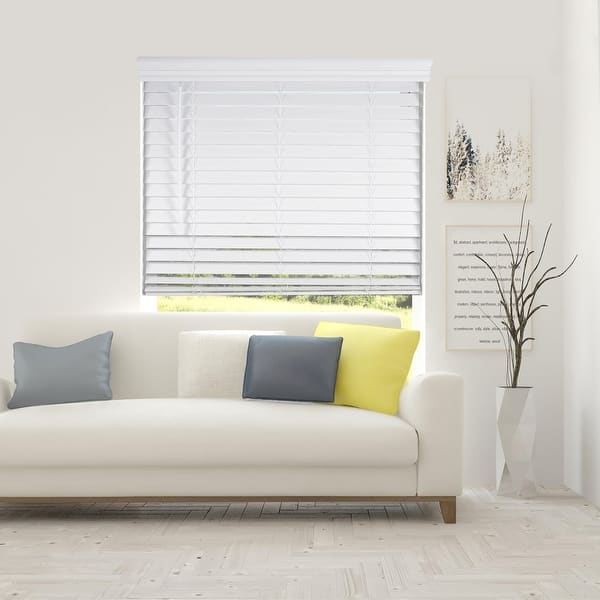slide 2 of 5, Arlo Blinds White Cordless Faux Wood Blind with Royal Valance