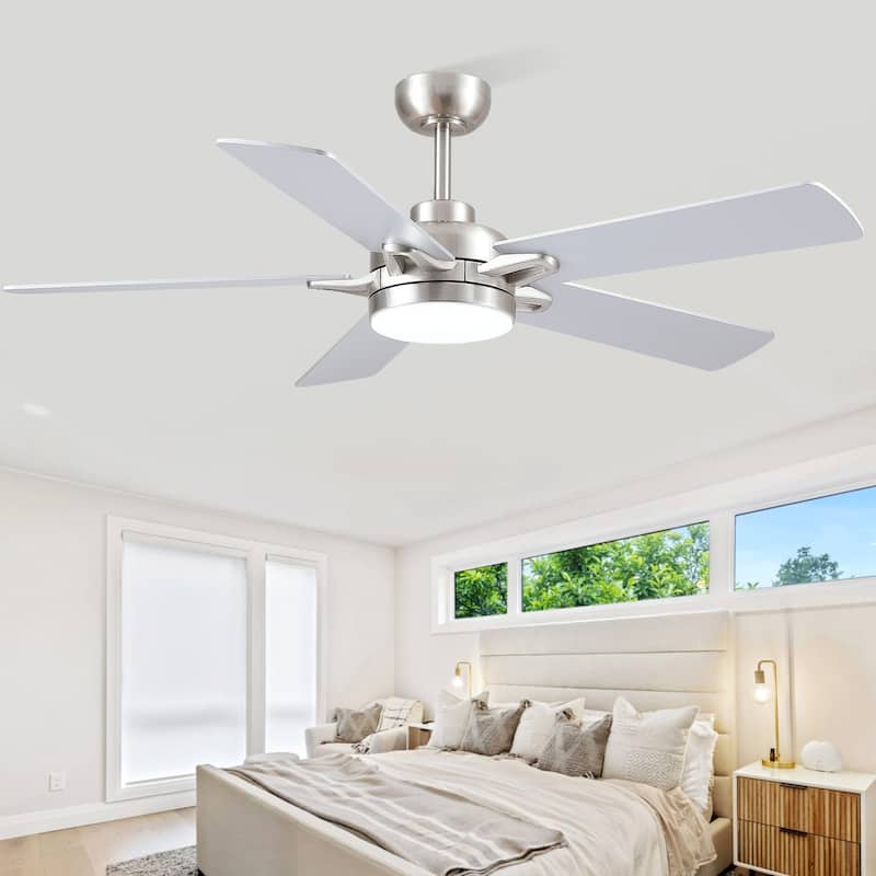 52" Modern Quiet Ceiling Fan with Light and Remote 6 Speed Airflow Bright Light for Bedroom Living Room Patio - 52 Inches