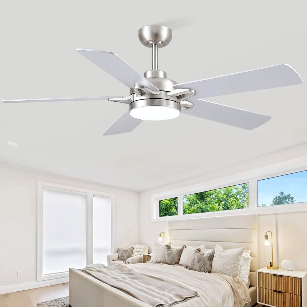 52" Modern Quiet Ceiling Fan with Light and Remote 6 Speed Airflow Bright Light for Bedroom Living Room Patio - 52 Inches