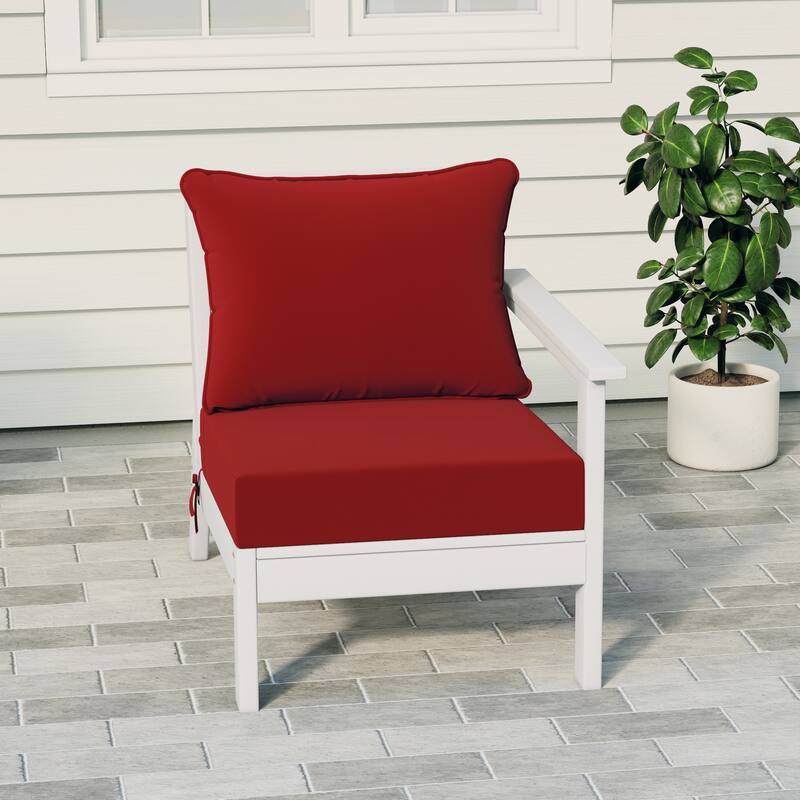 Birchwood All Weather HDPE Outdoor Patio Deep Seating White Right Arm Facing Chair With Cushions (1-Piece) - White/Red