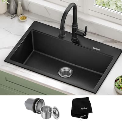 KRAUS Granite 31 inch 1-Bowl Undermount Drop-in Kitchen Sink