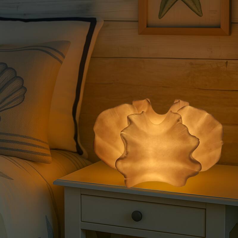 Aria Home Gingko Leaf Table Lamp Sculpted Sandstone LED RGB Compatible