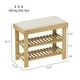 preview thumbnail 7 of 13, Wicker Two-Tier Storage Shoe Bench with Linen Cushion and Entryway Seating for Home and Hallway - 23.6" W x 11.4" D x 19.3" H