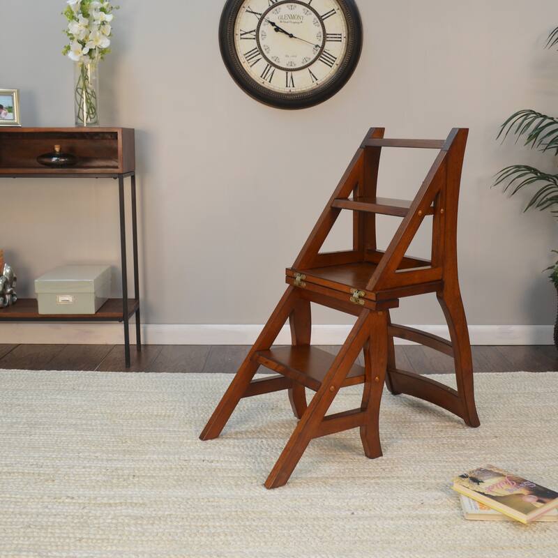 Copper Grove Stevensville Folding Wood Library Ladder Chair
