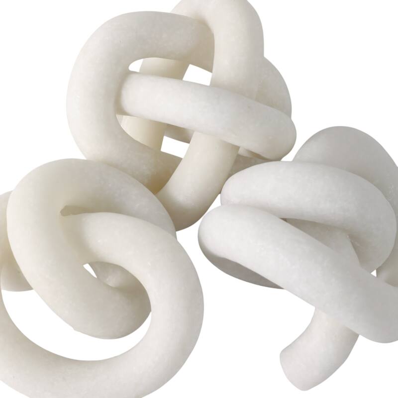 Polyresin Decorative Knot Figurine Home Decor (Set of 3) - 3/4" White - 4.5" x 4" x 3.75"