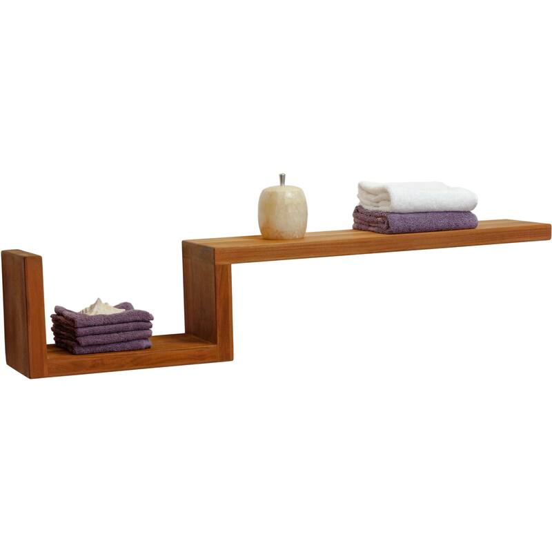 Manada Contemporary Teak Wall Shelf