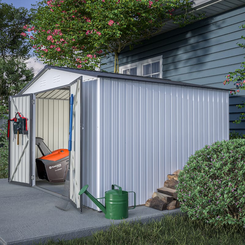 GDFStudio - Evelyn Spacious Outdoor Waterproof Tool Storage Shed with Durable Metal Frame