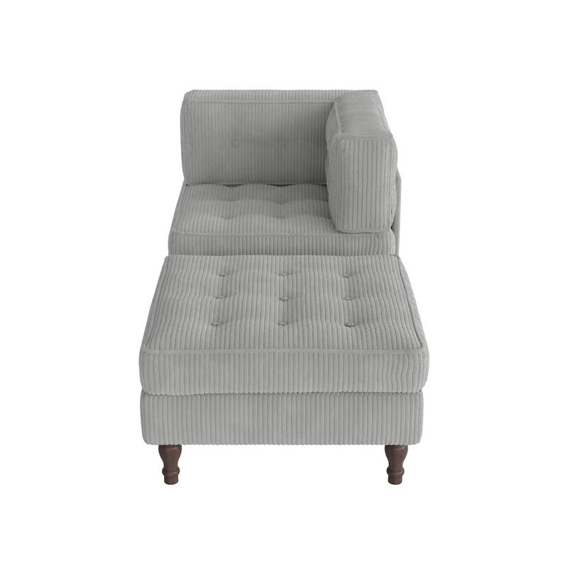 Corduroy Tufted Accent Chair Armchair and Ottoman Set