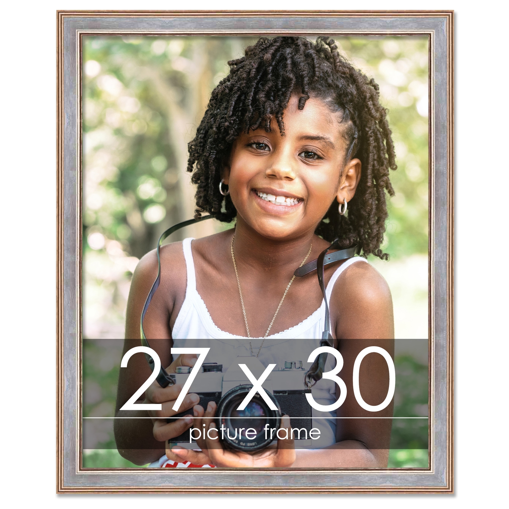 27x30 Frame Silver Antique Wooden - Contemporary Wood Picture