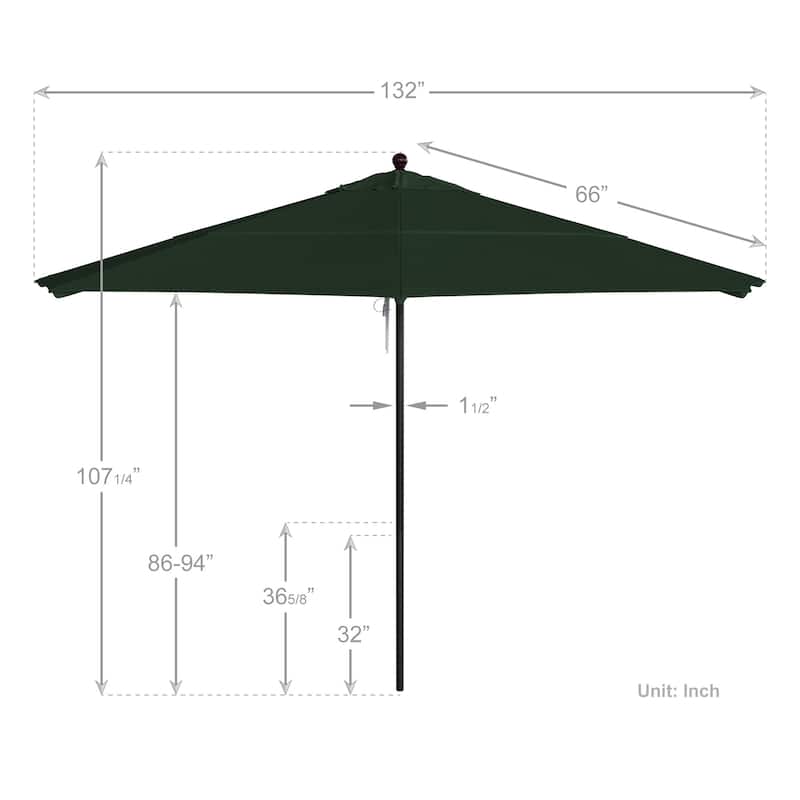 California Umbrella 11' Venture Series Patio Umbrella, Bronze Aluminum Pole Fiberglass Ribs Pulley Lift Sunbrella