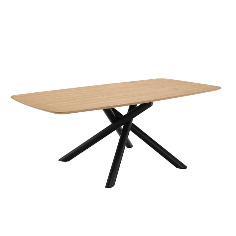 HomeRoots 79" Natural and Black Wood and Iron Cross Leg Base Dining Table - 79.00 in. x 30.00 in. x 39.00 in.