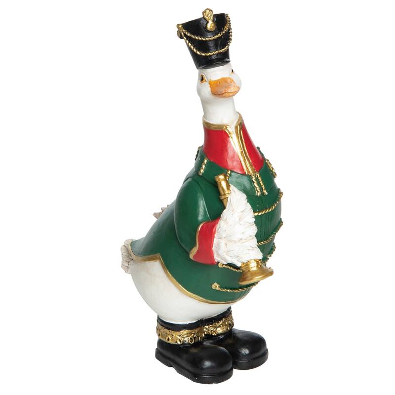 Transpac Small Resin Duck Nutcracker Figurine Set of 2 Christmas Home Decorations
