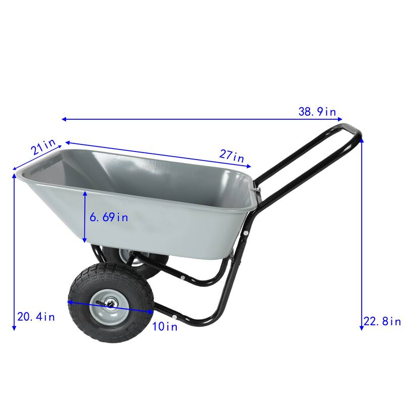 35L Large Capacity Two-Wheeled Trolley Cart for Gardening, Warehouse Handling, and Outdoor Activities, Non-Leak Design
