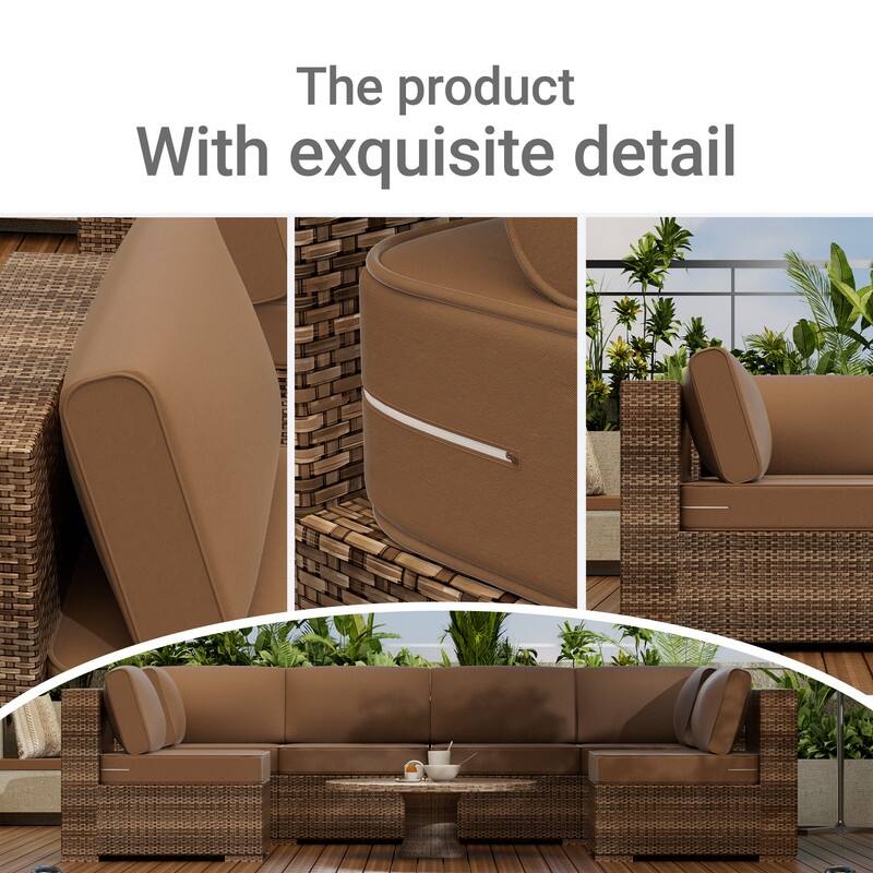 14-Piece Patio Furniture Sofa Cushions, 6-Seater Outdoor Cushion Set (Only Include Cusions，Not Sofa） - 25.6*25.6*4in