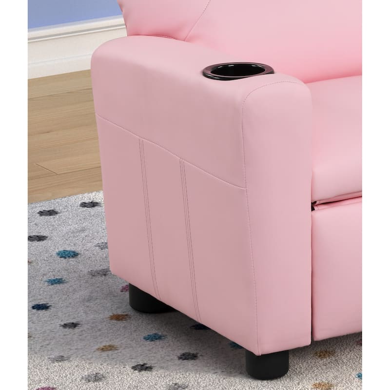 Marisa 23" Pink PU Leather Kids Recliner Chair with Cupholder