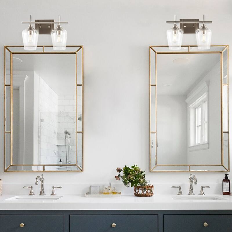 CO-Z Wall Sconce Vanity Lights with Glass Shade 2-Light/3-Light - Brushed Nickel - Brushed Nickel