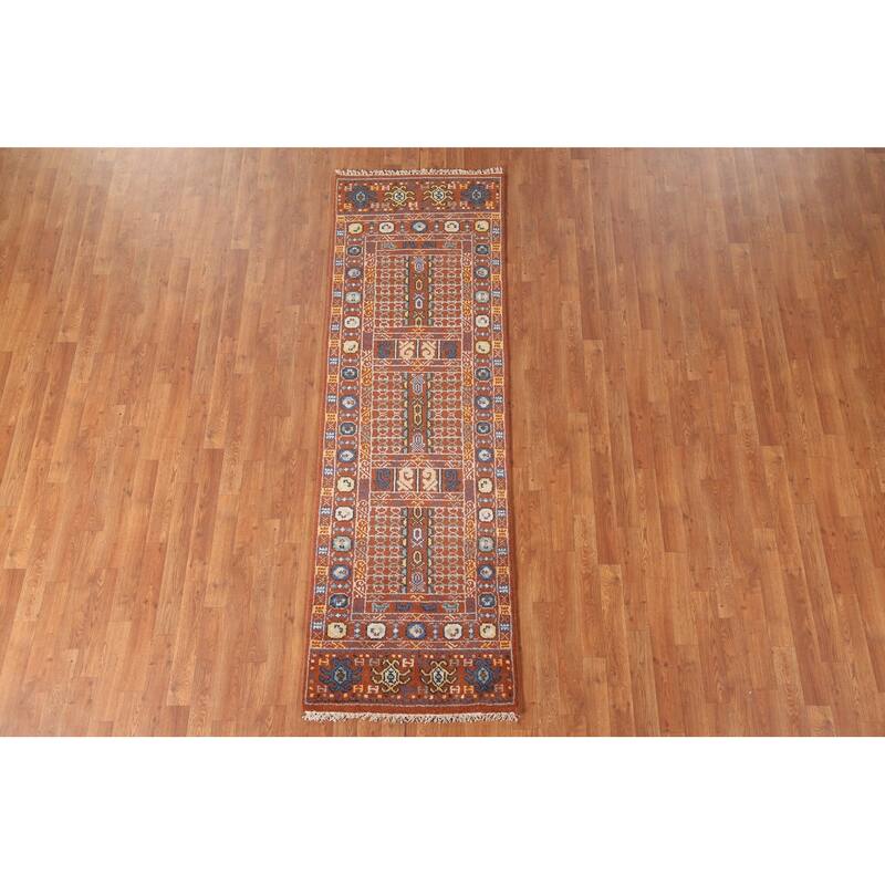 Orange Khotan Runner Rug Hand-Knotted Wool Carpet - 2'6"x 8'0"