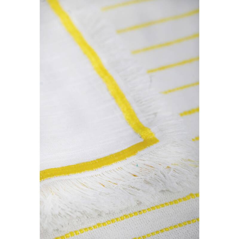 Vibhsa Cotton Napkins set of 4 for Dining Table Yellow Embroidered 20"x20"