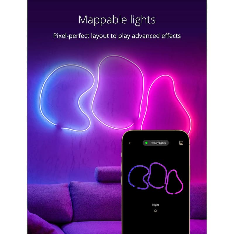 Twinkly Flex App-Controlled Flexible Light Tube RGB 16 Mil Colors 6.5' (2 Pack) - 1.65